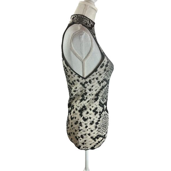 Zara Knit High Neck Shirt Snake Print Sleeveless Fitted Animal Print Size Large - Picture 2 of 7
